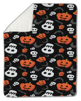 Halloween Blanket with skulls, bats and pumpkins